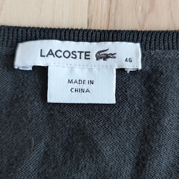 Lacoste Black V-Neck Sweater Soft Knit Fitted - Picture 7 of 12